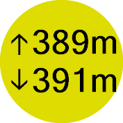 Altitude up: 389 m, Altitude down: 391 m